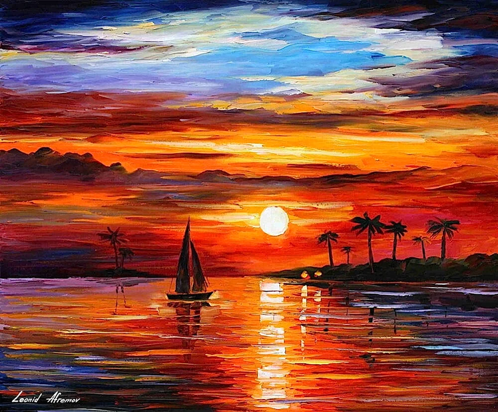 Leonid Afremov Malerei Sonnenuntergang