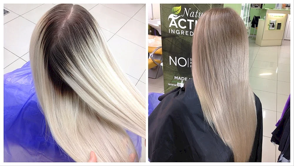 Peppel-Balayage aschblonde Schattierung
