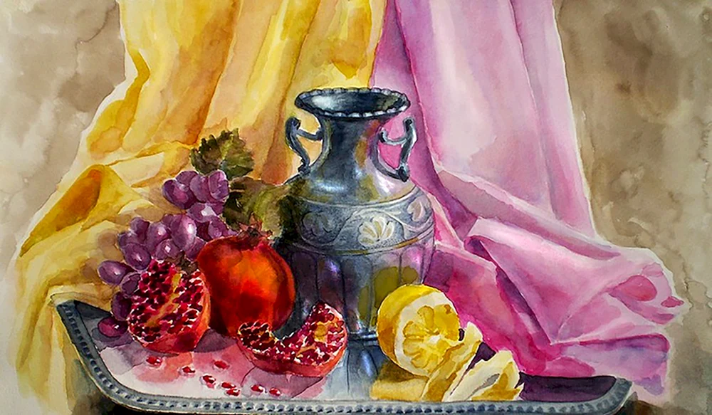 John Cherrin Stilleben Aquarell Malerei