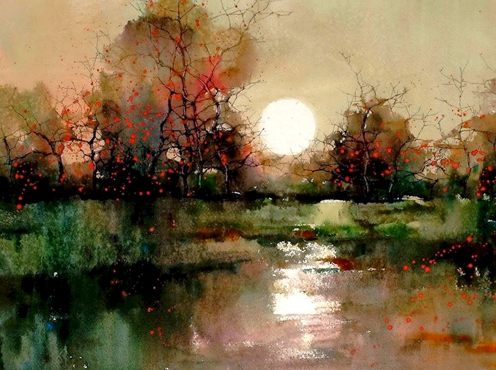 Aquarell Künstlerin z.l. Feng