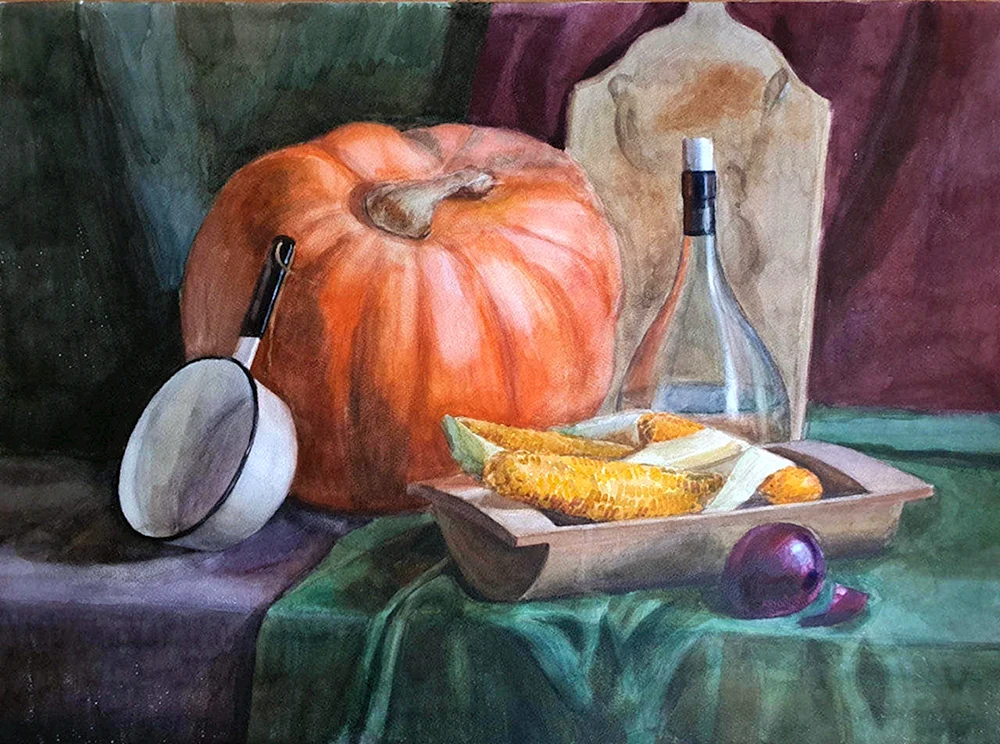 Alexander Kuprin Stilleben mit Kaffeekanne und blauem Tablett 1914