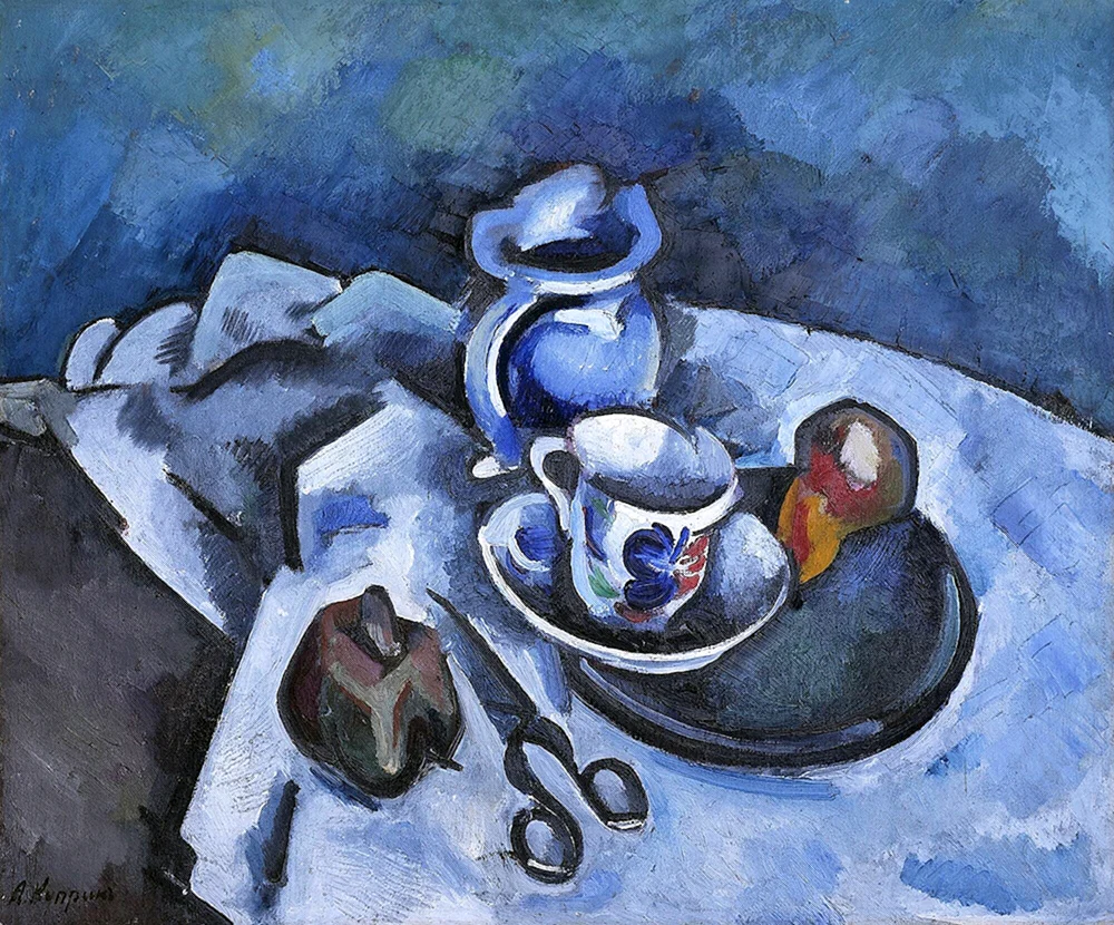 Alexander Wassiljewitsch Kuprin Stillleben mit blauem Tablett