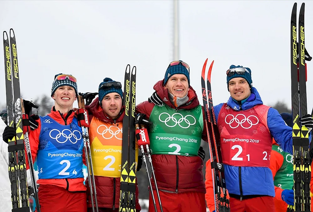 Andrey Stands Skifahrer. Tscherwotkin-Staffel