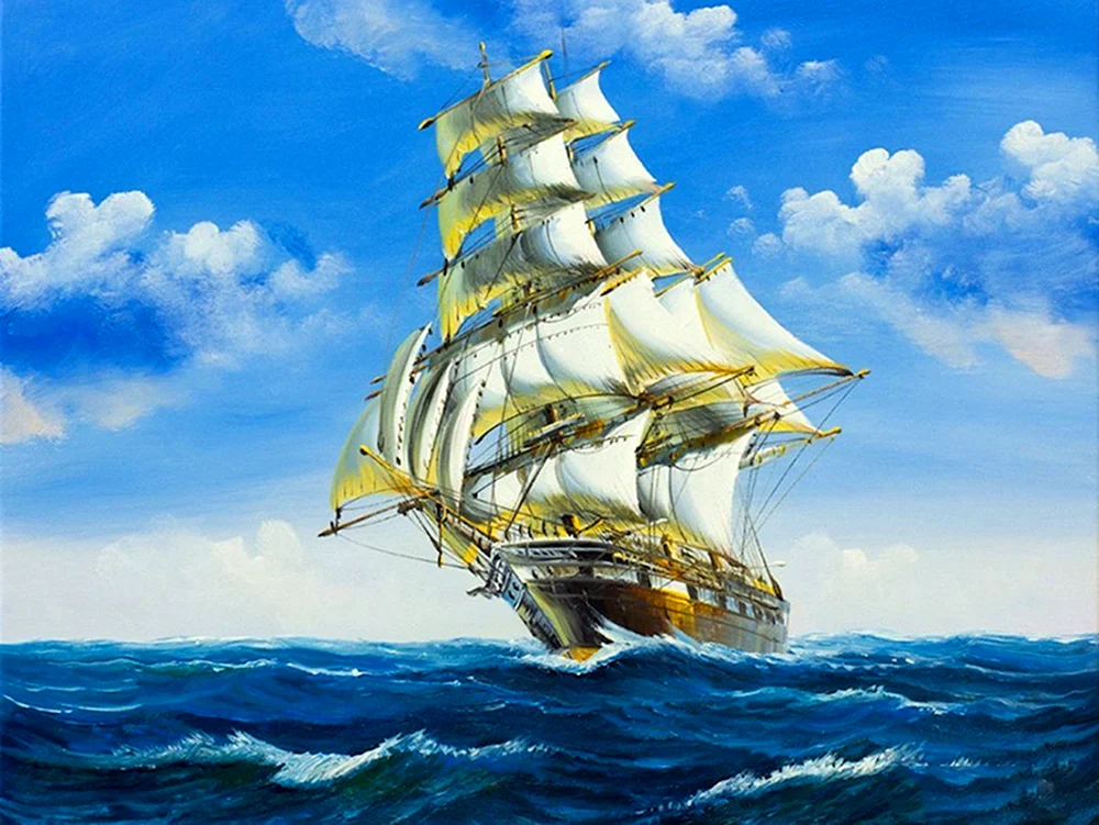 Diamantenmosaik Segelschiff
