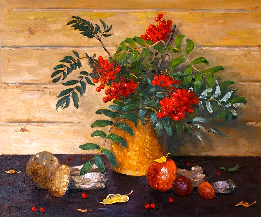 Stillleben mit Vogelbeerbaum