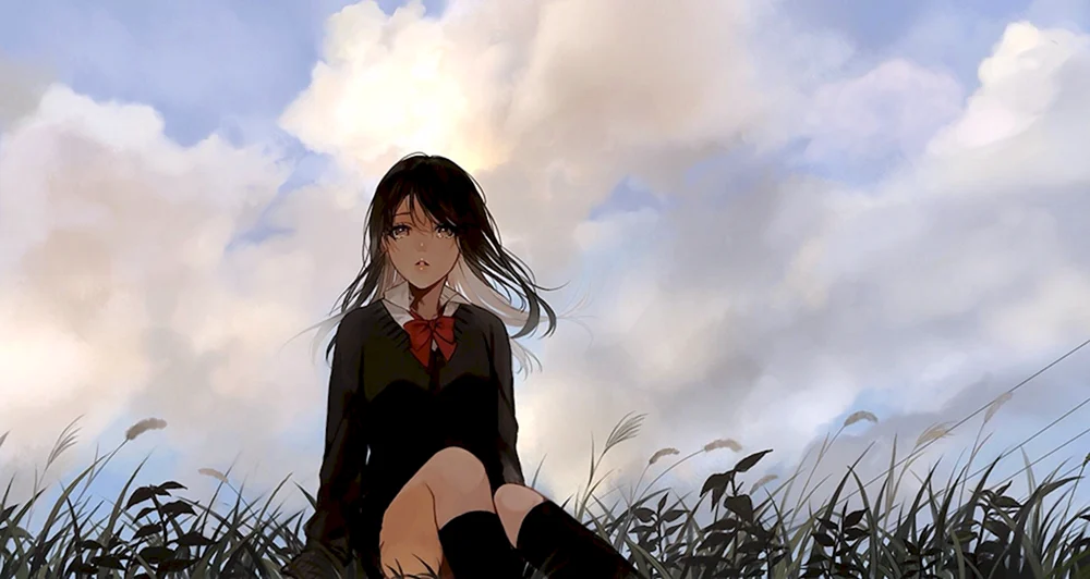 Anime-Mädchen ernsthaft
