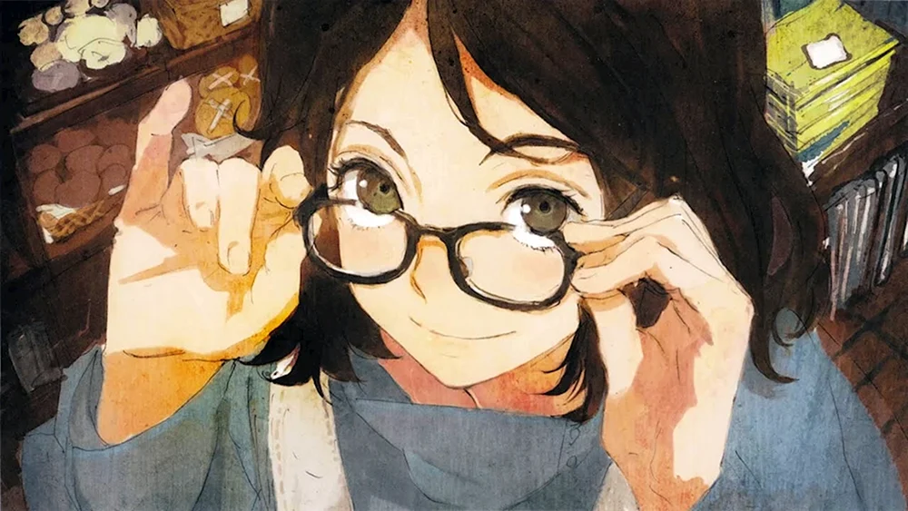 Anime Mädchen mit Brille