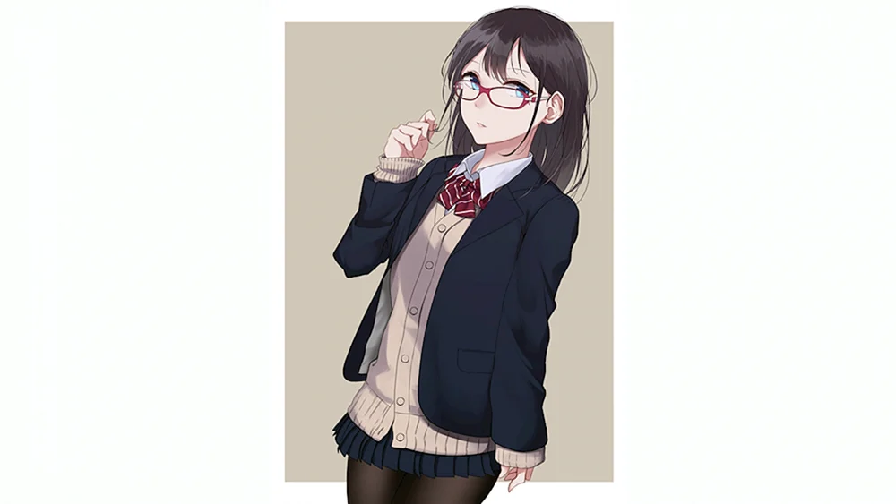 Anime Mädchen mit Brille