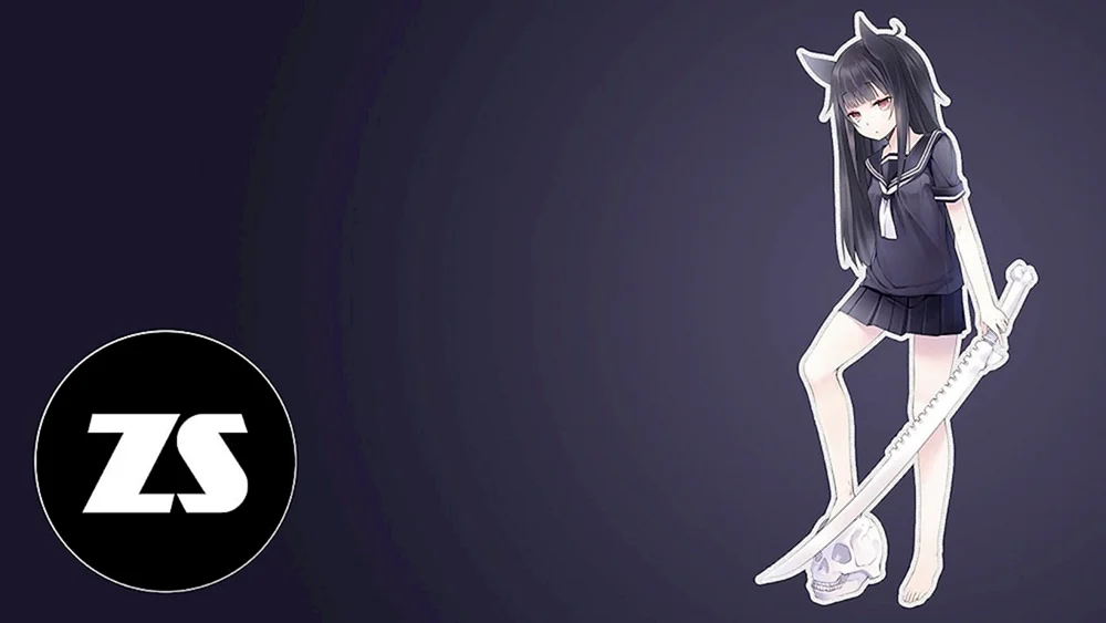 Anime-Mädchen auf dunklem Hintergrund