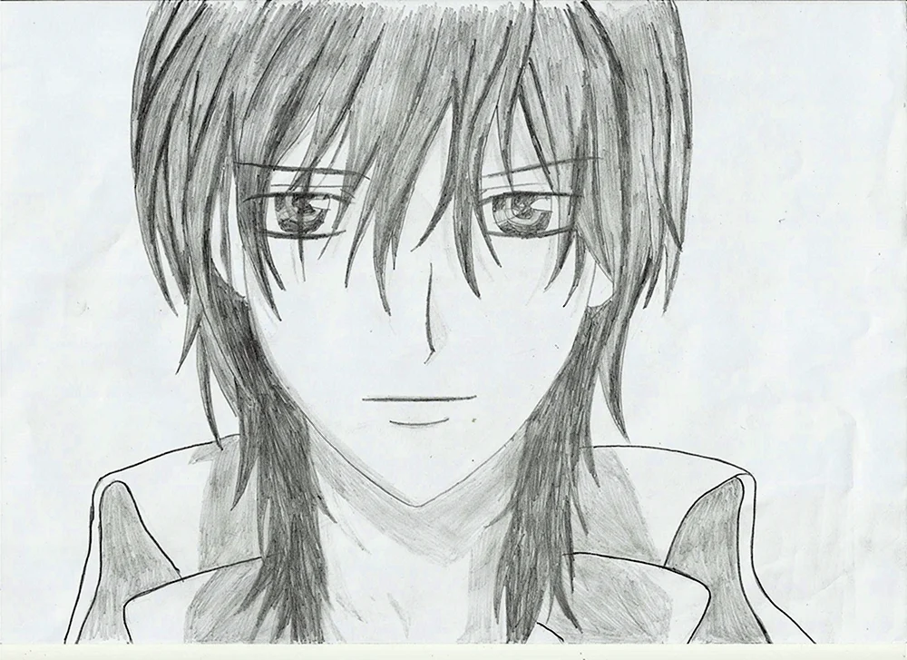 Anime-Jungengesicht in Bleistift
