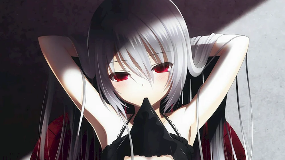 Anime Vampirmädchen mit schwarzen Haaren