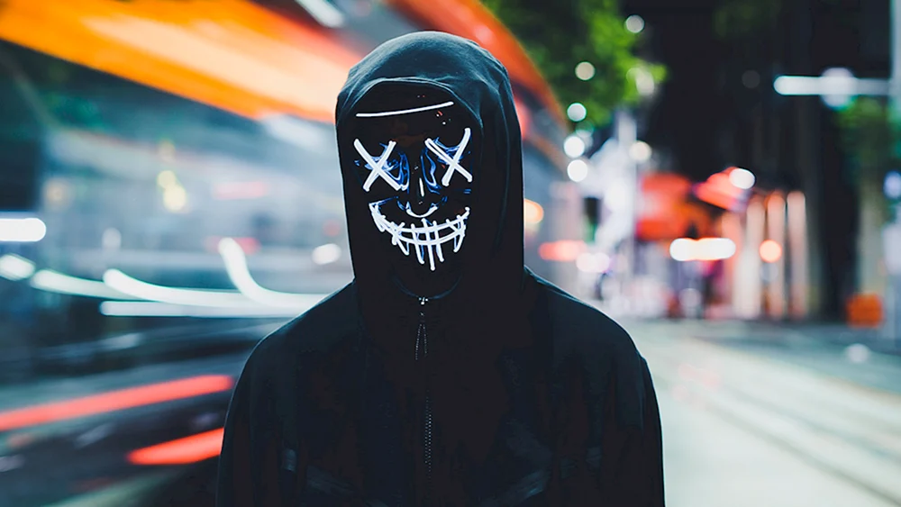 Anonyme Neon-Moschus-Maske