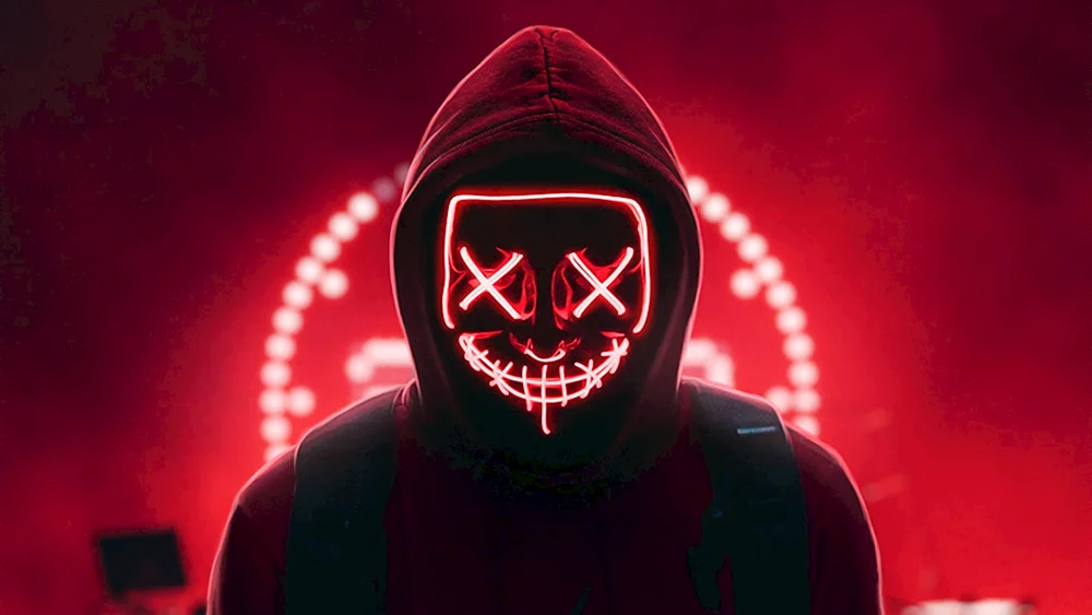 Anonymer Neon-Maskenmann