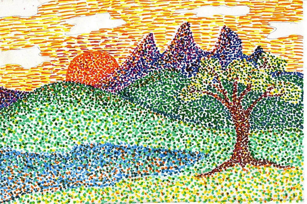 Poentilismus in Bleistift