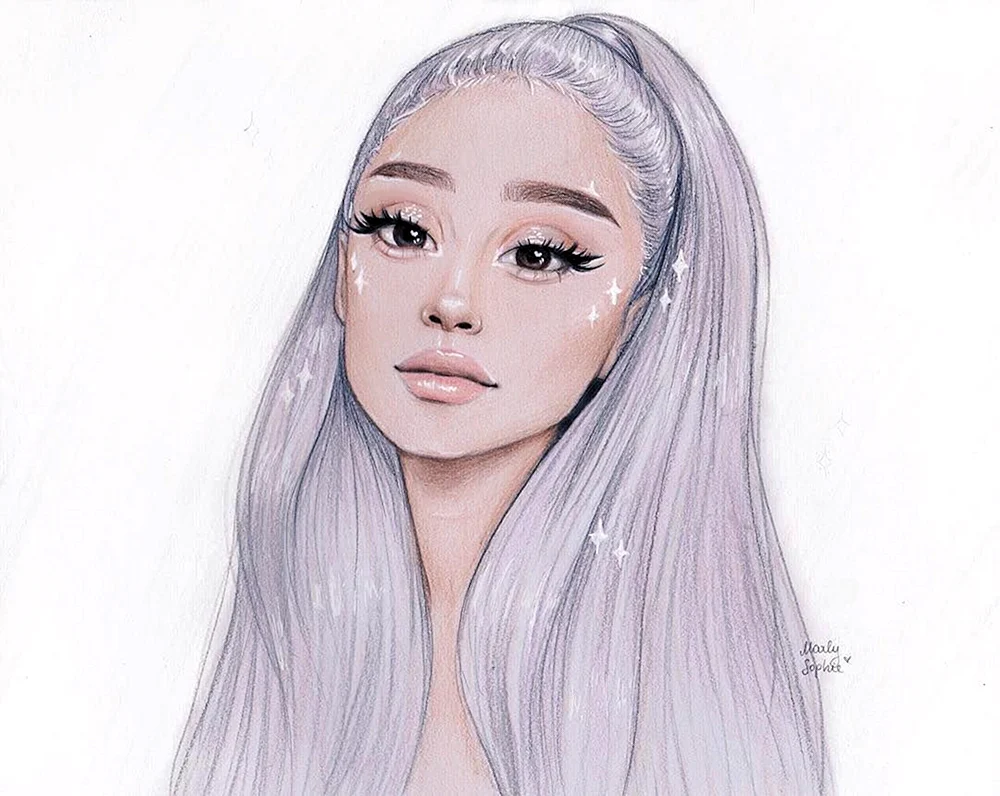 Ariana Grande Kunst mit weißen Haaren