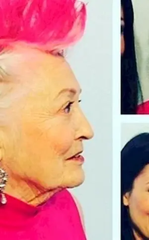 Oma mit rosa Irokesenschnitt