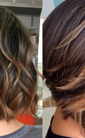 Balayage auf dunkler Kare