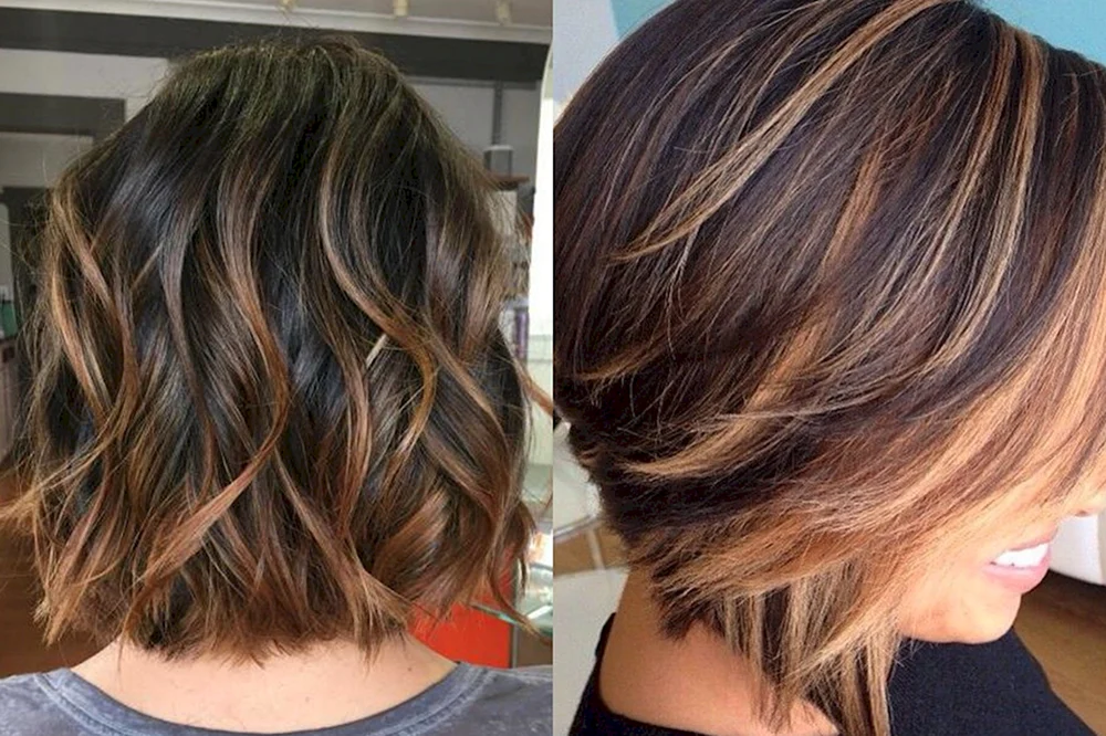 Balayage auf dunkler Kare