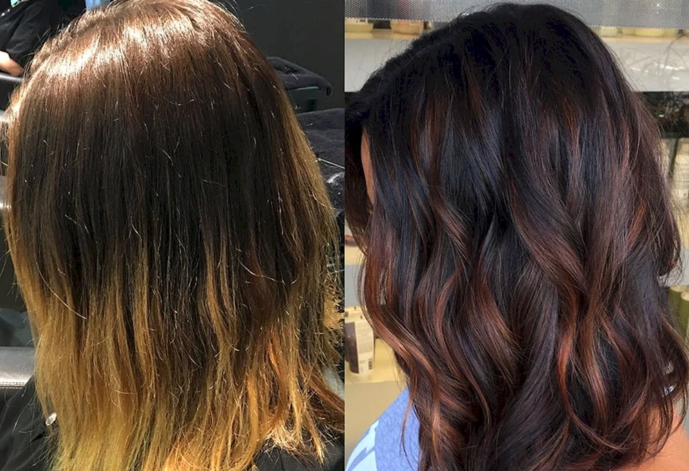 Balayage auf mitteldunklem Haar
