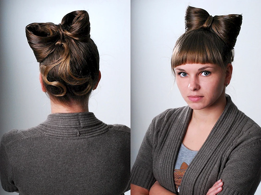 Schleifenfrisur mit Haaren