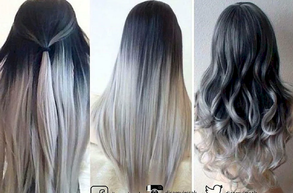 Aschblond Balayage auf dunklem Haar. Ombré auf dunklem Haar 2021