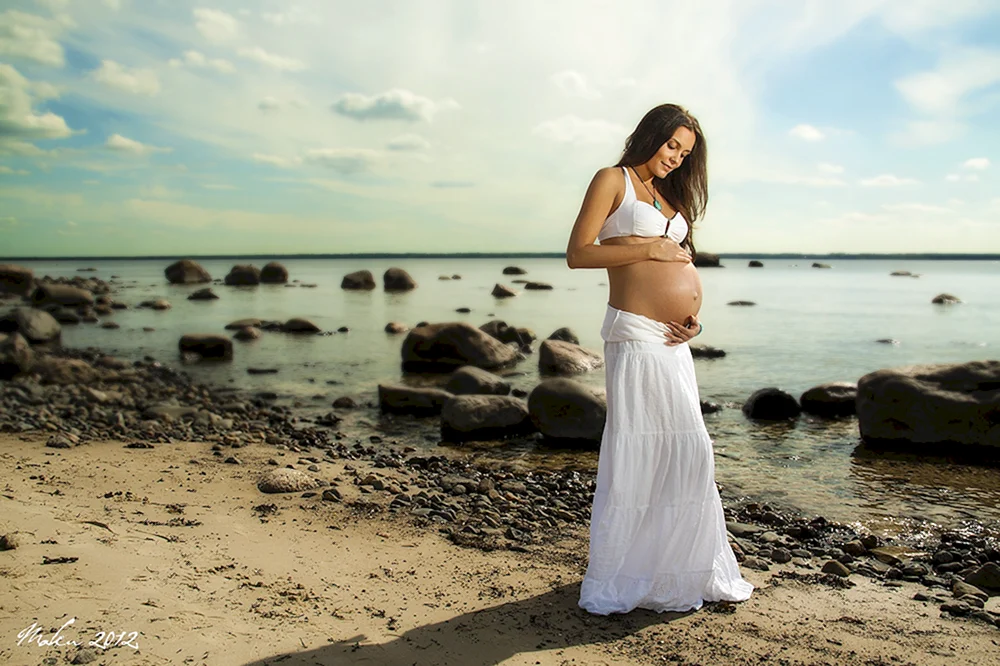 Schwangerschaftsfotoshooting am Meer