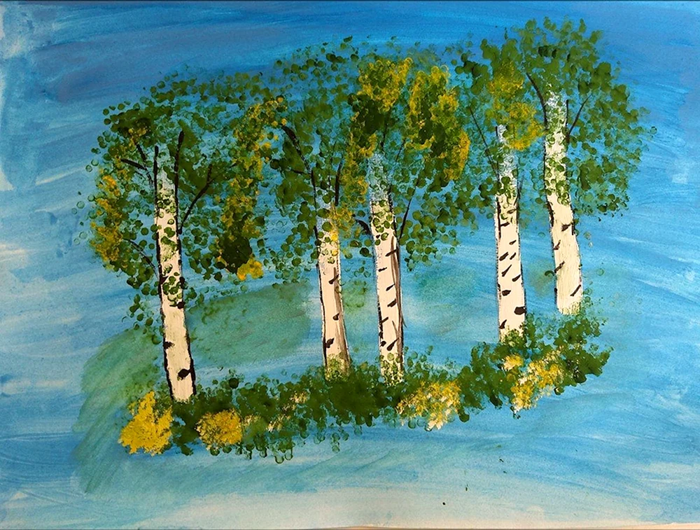 Birkenbaum in Gouache
