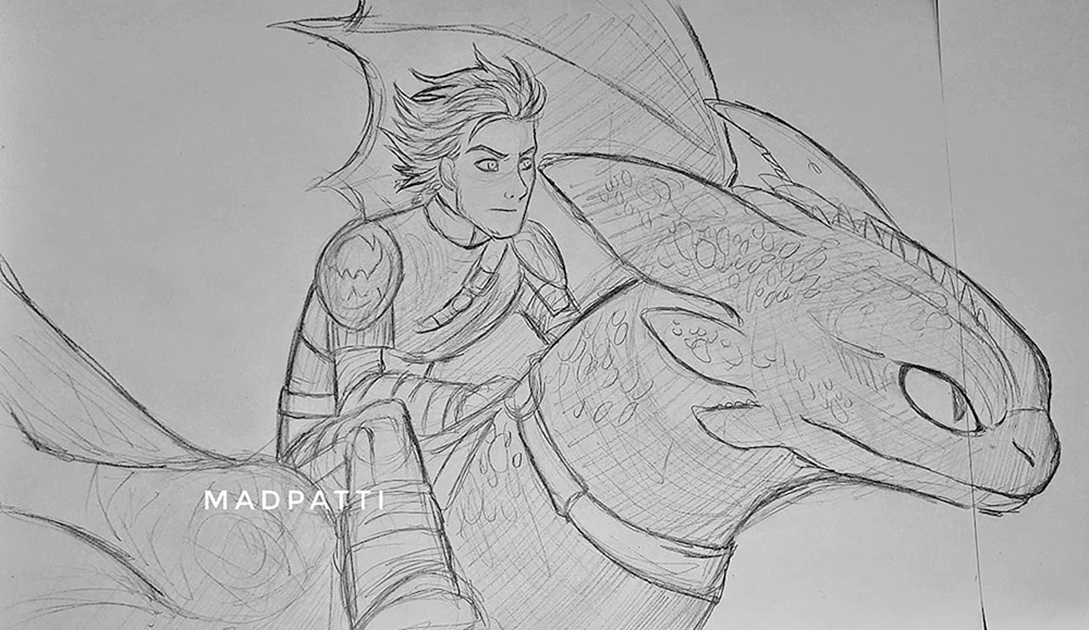 Zahnloser Drache in Bleistift