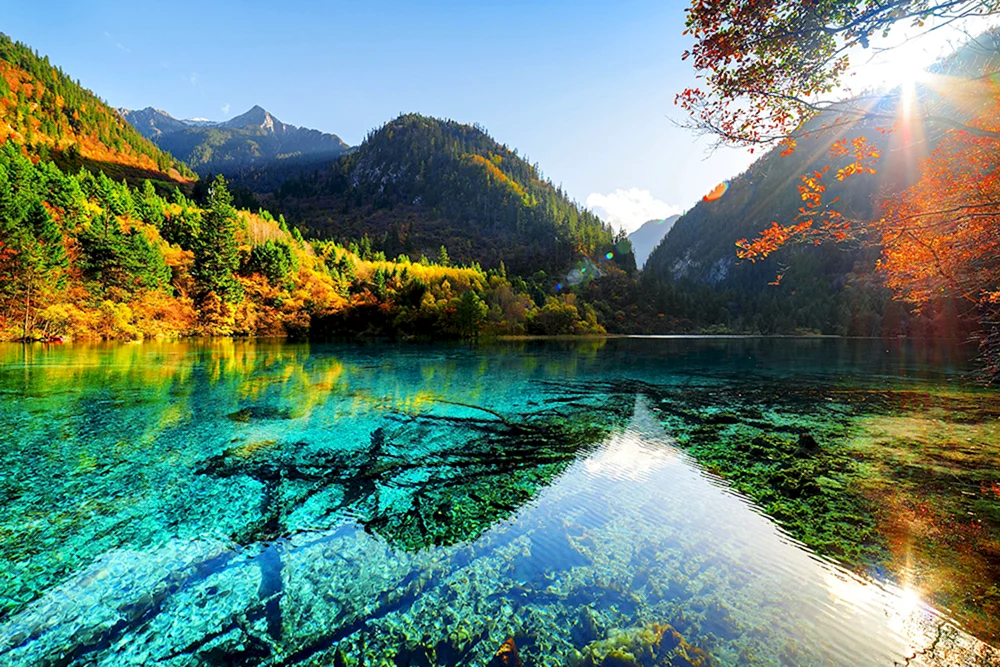 Türkisfarbener See Jiuzhaigou Nationalpark China