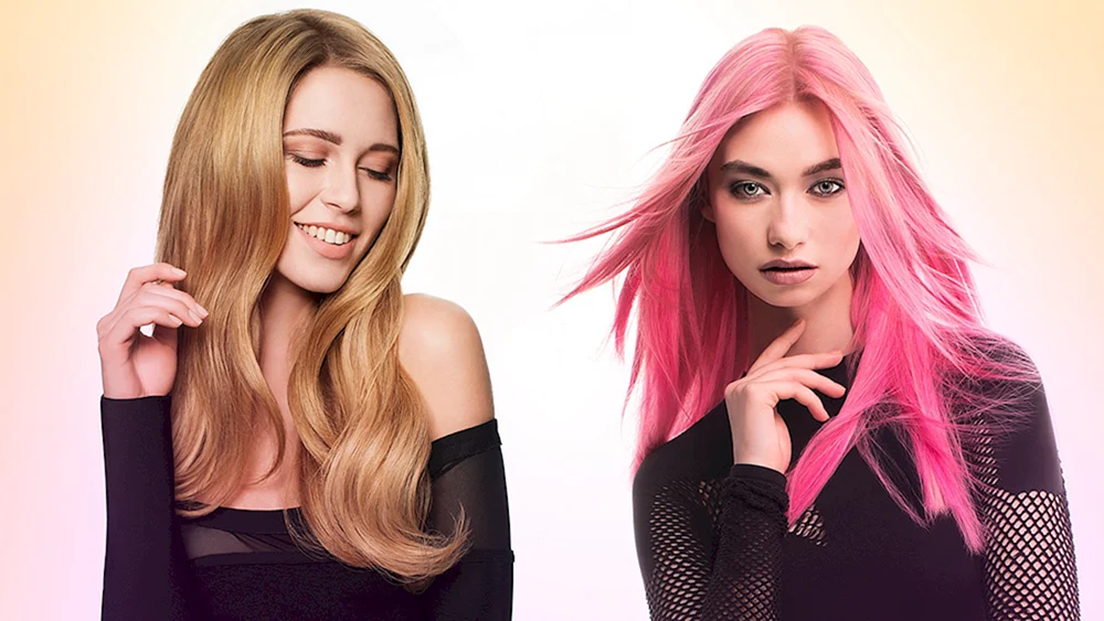 Blond mit rosa Strähnen