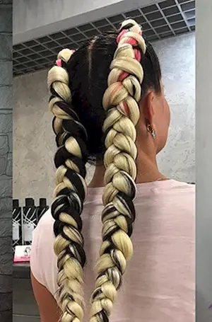 Boxer Braids mit Kanekalon 2 Zöpfe