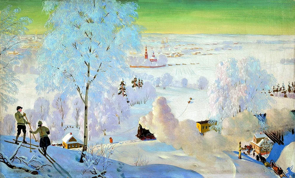 Boris Kustodiev Skifahrer 1919