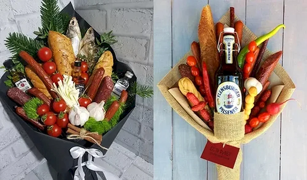 Bouquet mit Champagner