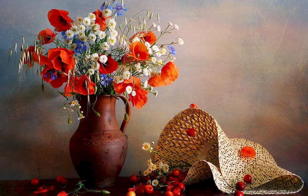 Sträußchen mit Mohnblumen Rodriguez Jose