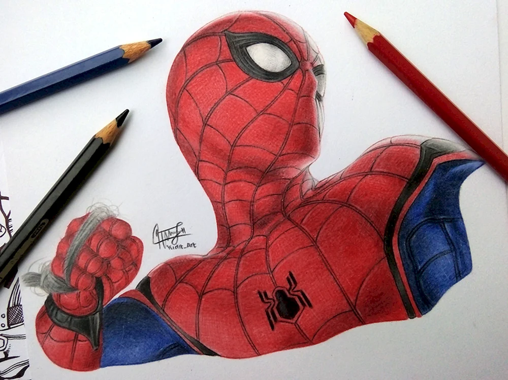 Spiderman Kunst mit Bleistift