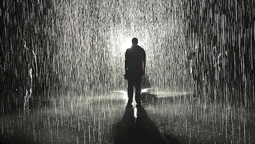 Mann im Regen