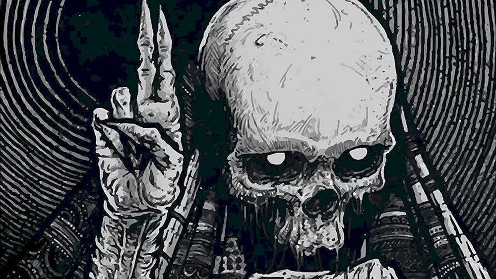Totenkopf schwarz rot