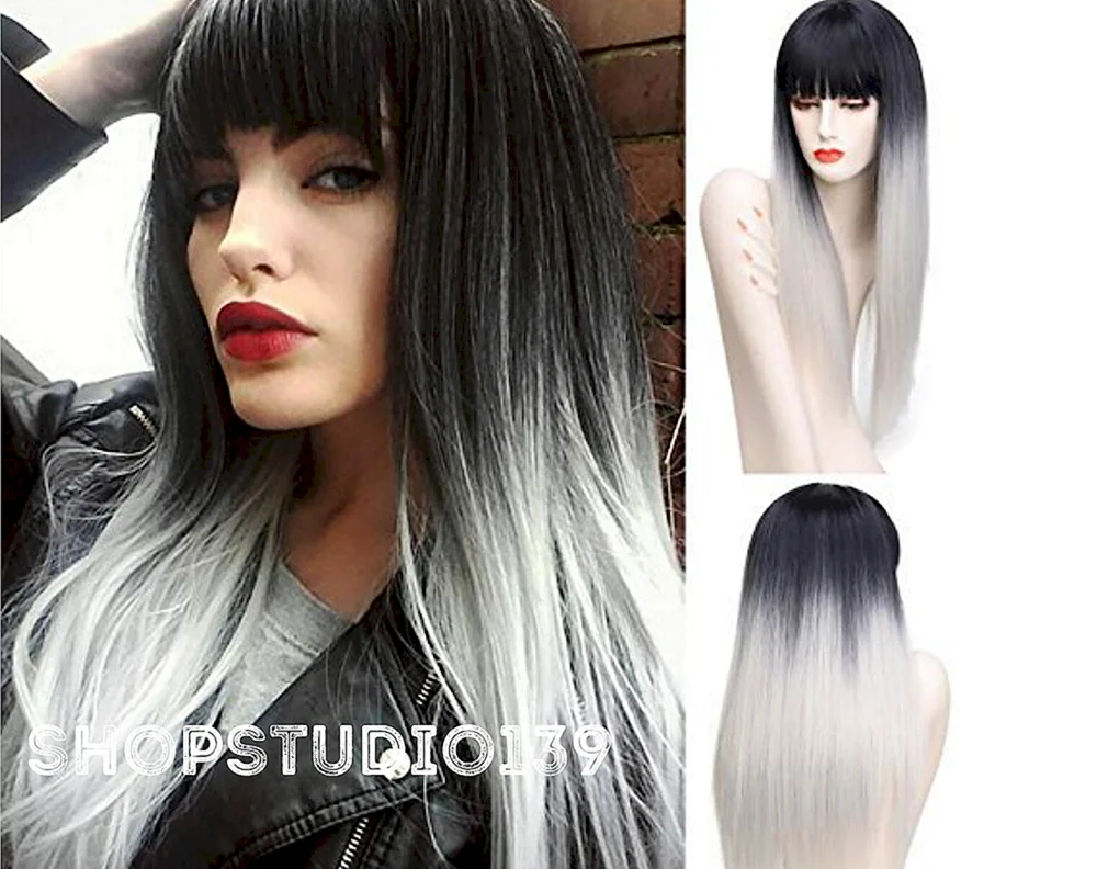 Schwarze Haare mit weißen Strähnen
