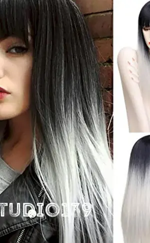 Schwarzes Haar mit weißen Strähnen