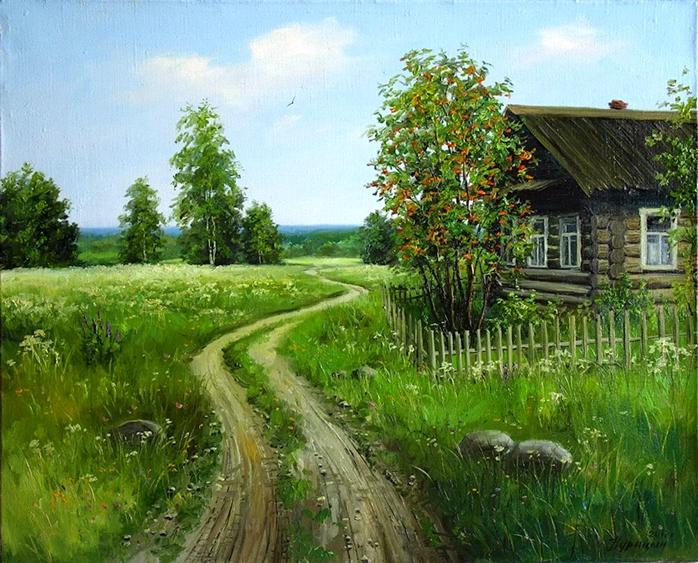 Ländliche Weiten. Künstler Sergei Kuritsyn - Gemälde