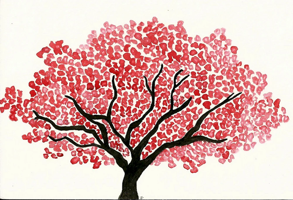 Sakura Baum mit Wattestäbchen