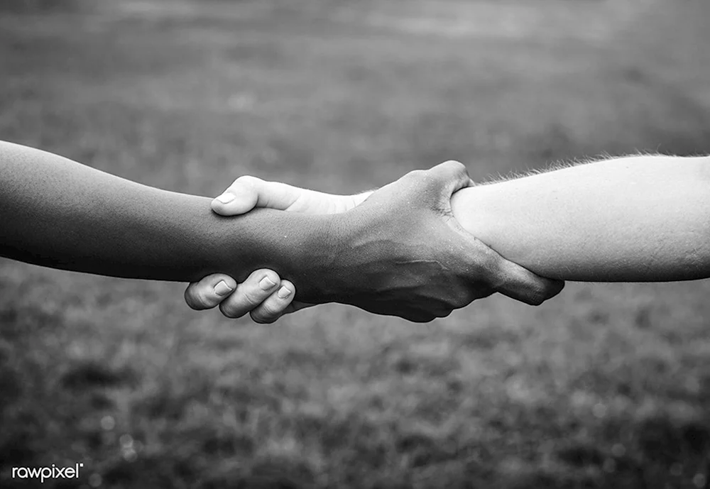 Hand, die sich die Hand reicht