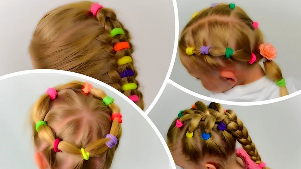 Kinderfrisuren mit bunten Gummibändern