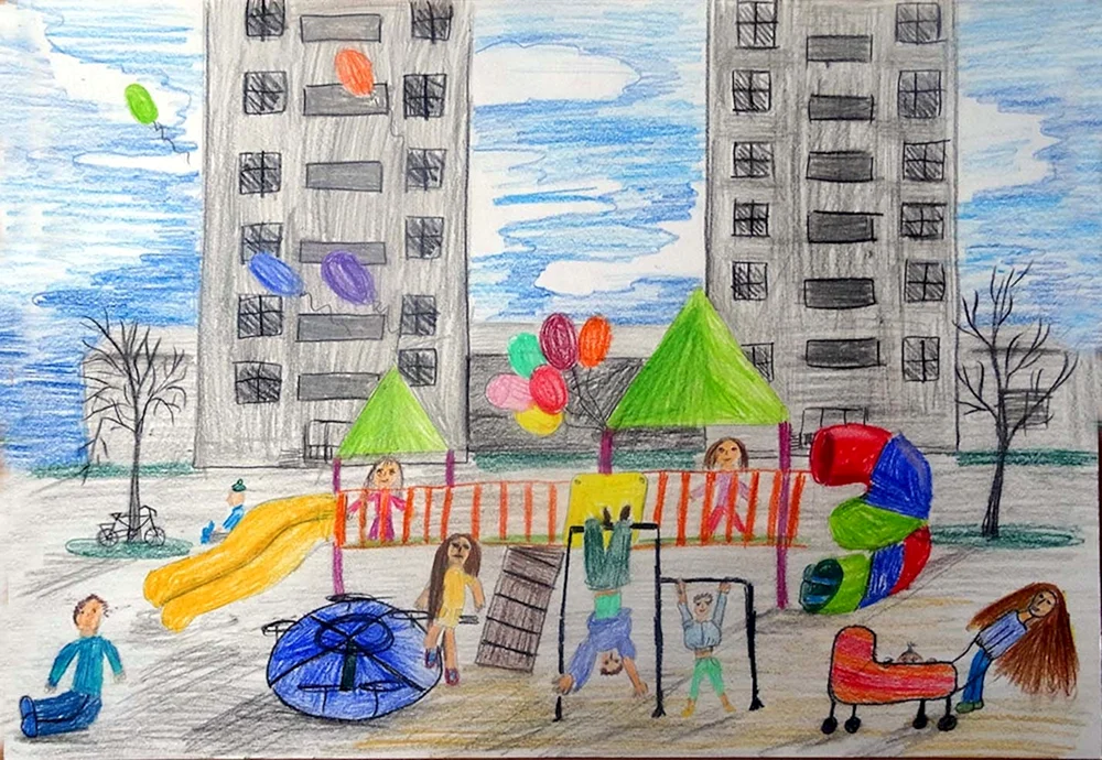 Kinderzeichnung der Stadt
