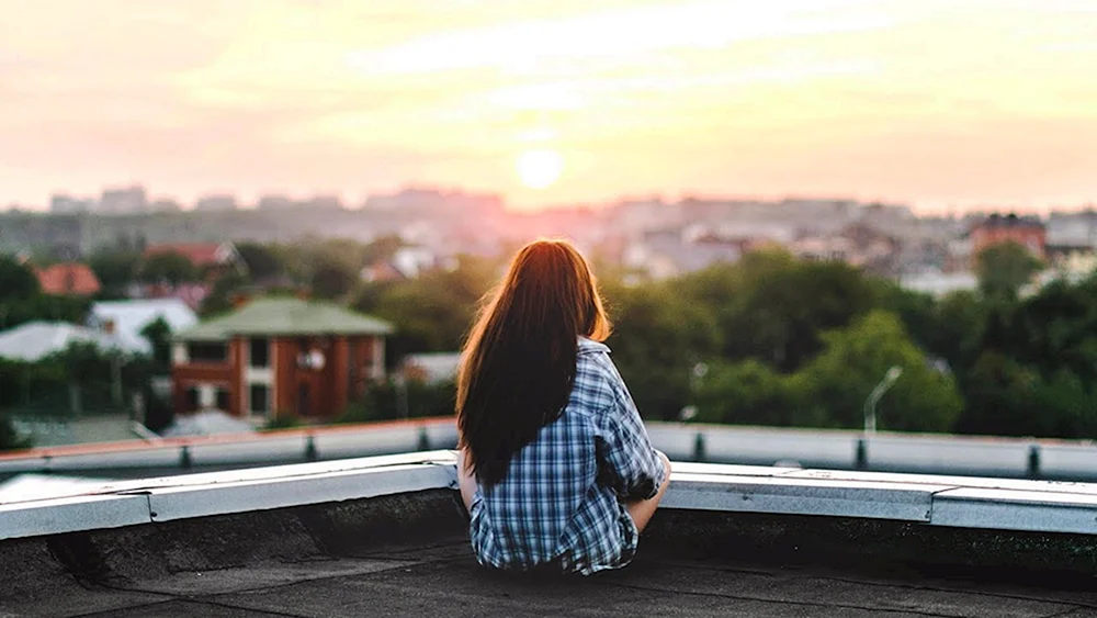 Mädchen auf dem Dach rooftop