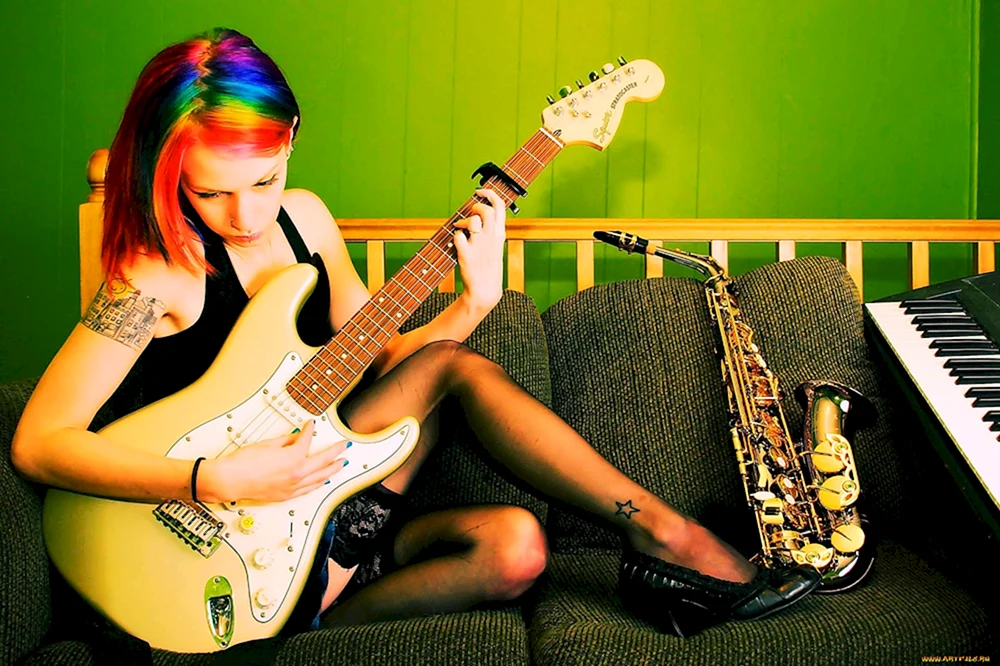 Mädchen mit E-Gitarre