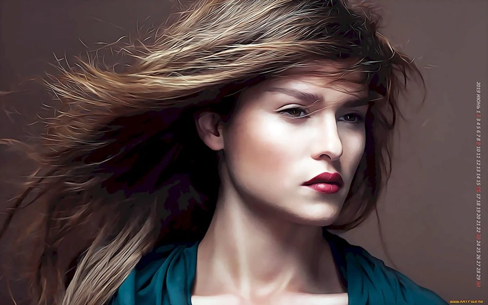 Девушка с развевающимися Haare