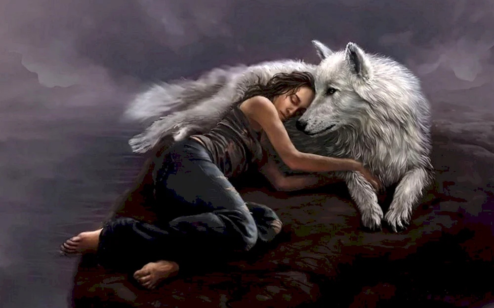 Mädchen mit Wolf