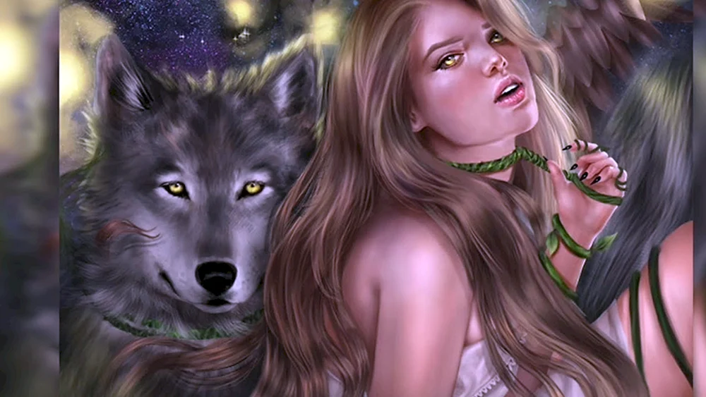 Mädchen mit Wolf