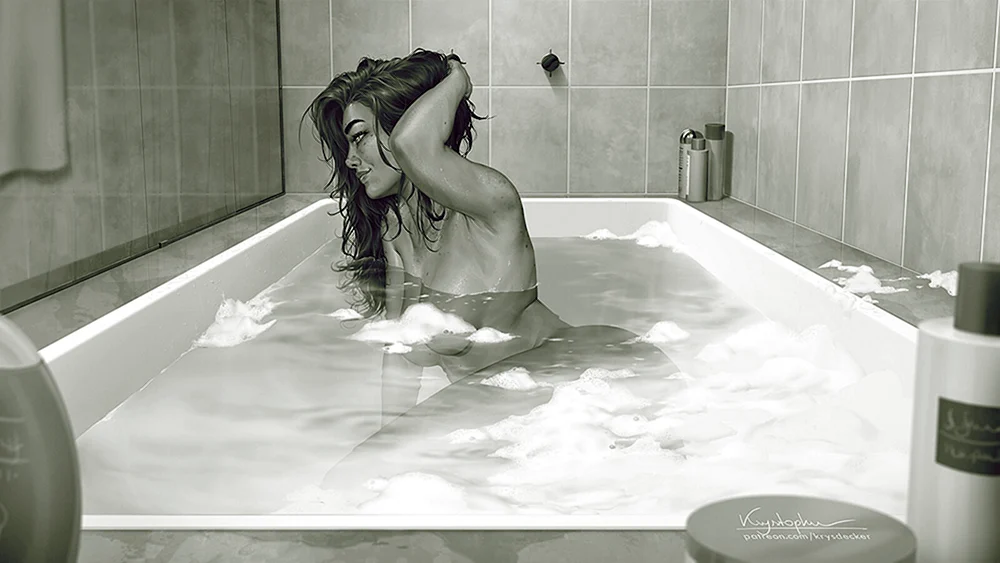 Badewannenfüße des Mädchens in der Badewanne